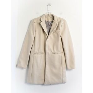 Cream Beige coat women's warm fall winter peacoat Size L fits like Small classic